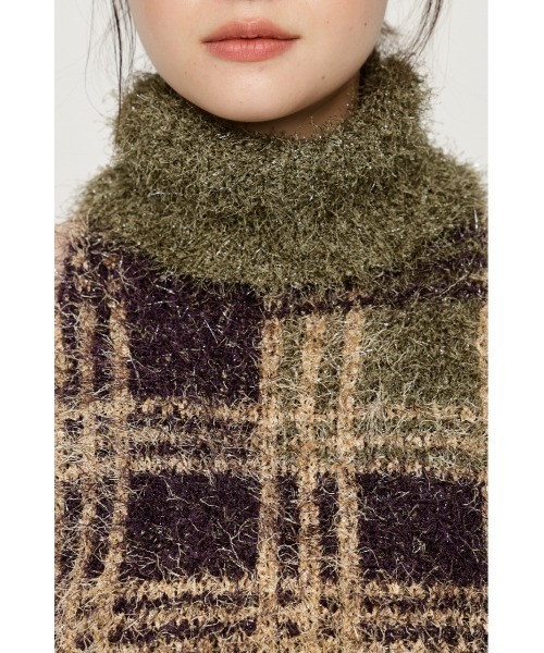 SLY（スライ）の「SHAGGY CHECK H/N KNIT シャギーチェックホルターネックニット 夏服　秋服 冬服（ニット/セーター・レディース・カーキ/ブラック系その他2・FREE）」の15枚目の写真