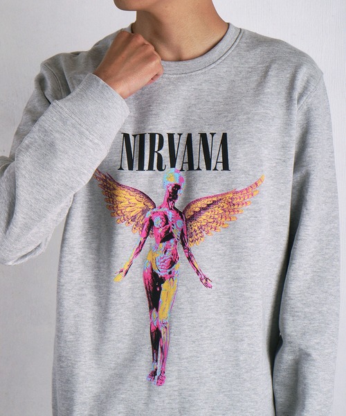 ROCK-OFF(ロックオフ)の「ROCKOFF NIRVANA / ニルヴァーナ グラフィックプリント 裏起毛 クルーネックスウェット(スウェット・メンズ・グレー/ブラック・XL/M/L)」の6枚目の写真