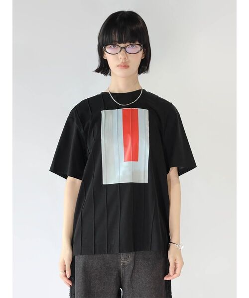 :ETHROF(イーサオブ)の「ART PRINT PINTUCK T-SHIRT(Tシャツ/カットソー・レディース・オフホワイト/ブラック・FREE)」の14枚目の写真