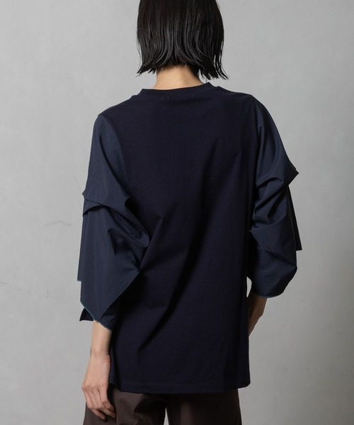 MARECHAL TERRE(マルシャルテル)の「タックフレアースリーブトップス(Tシャツ/カットソー・レディース・ライトグレー/ブラック/ネイビー/オフホワイト・MEDIUM)」の6枚目の写真