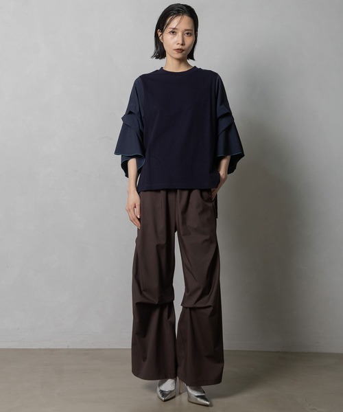 MARECHAL TERRE(マルシャルテル)の「タックフレアースリーブトップス(Tシャツ/カットソー・レディース・ライトグレー/ブラック/ネイビー/オフホワイト・MEDIUM)」の9枚目の写真