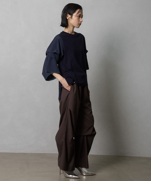 MARECHAL TERRE(マルシャルテル)の「タックフレアースリーブトップス(Tシャツ/カットソー・レディース・ライトグレー/ブラック/ネイビー/オフホワイト・MEDIUM)」の8枚目の写真