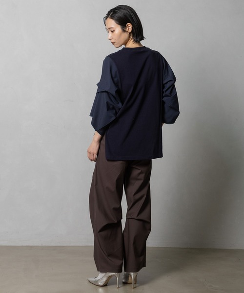 MARECHAL TERRE(マルシャルテル)の「タックフレアースリーブトップス(Tシャツ/カットソー・レディース・ライトグレー/ブラック/ネイビー/オフホワイト・MEDIUM)」の7枚目の写真