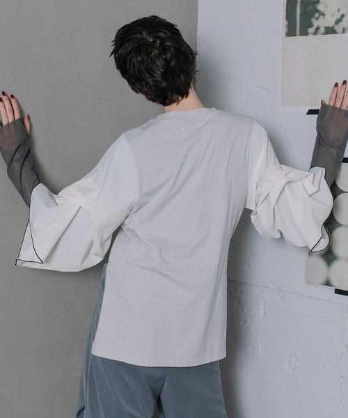 MARECHAL TERRE(マルシャルテル)の「タックフレアースリーブトップス(Tシャツ/カットソー・レディース・ライトグレー/ブラック/ネイビー/オフホワイト・MEDIUM)」の15枚目の写真
