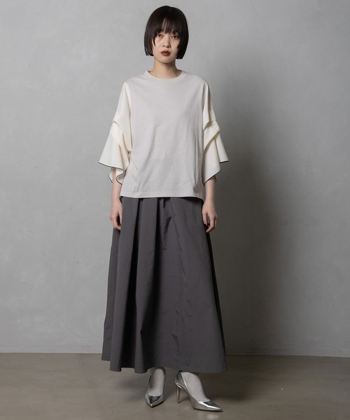 MARECHAL TERRE(マルシャルテル)の「タックフレアースリーブトップス(Tシャツ/カットソー・レディース・ライトグレー/ブラック/ネイビー/オフホワイト・MEDIUM)」の18枚目の写真