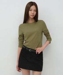ウィメンズフレキシブルクルーネック長袖Tシャツ[セージ]