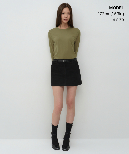 MUSINSA STANDARD WOMAN（ムシンサスタンダードウーマン）の「ウィメンズフレキシブルクルーネック長袖Tシャツ[セージ]（Tシャツ/カットソー・レディース・その他・LARGE/MEDIUM/SMALL/X-SMALL）」の2枚目の写真