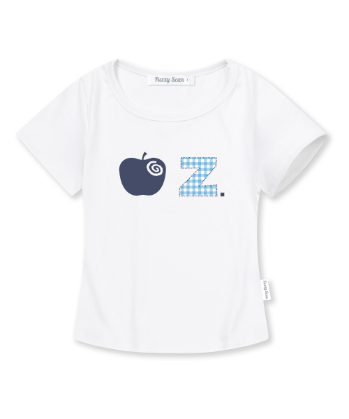 FUZZY SCAN(ファジスキャン)の「アルファベットアップルスリム半袖Tシャツホワイト(Tシャツ/カットソー・レディース・ホワイト・ONE SIZE/TWO)」の1枚目の写真