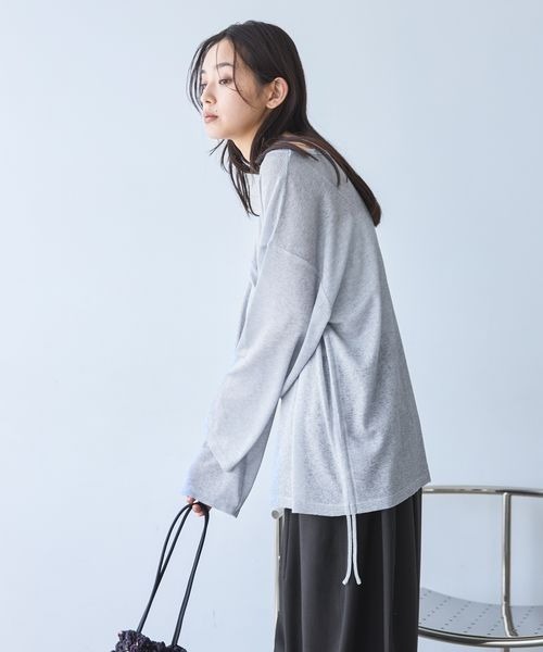 JEANASIS（ジーナシス）の「シアーワッフルドロストプルオバーLS/1067550（Tシャツ/カットソー・レディース・グレー/ホワイト系その他/ブラック/ホワイト・FREE）」の10枚目の写真