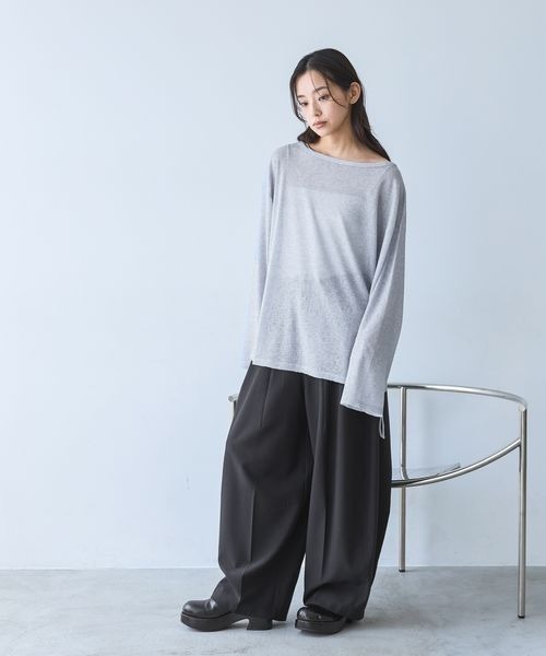 JEANASIS（ジーナシス）の「シアーワッフルドロストプルオバーLS/1067550（Tシャツ/カットソー・レディース・グレー/ホワイト系その他/ブラック/ホワイト・FREE）」の7枚目の写真