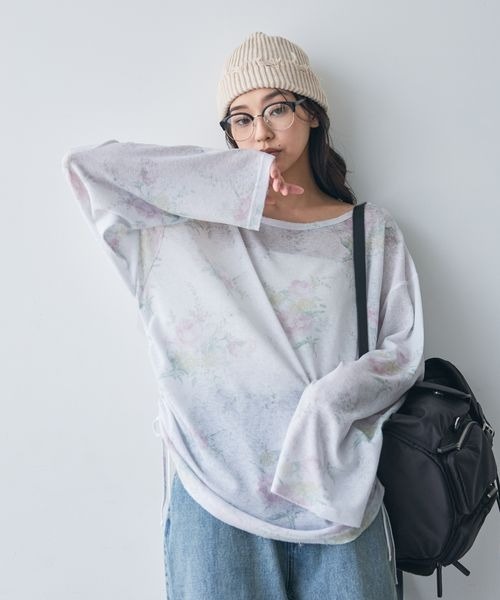 JEANASIS（ジーナシス）の「シアーワッフルドロストプルオバーLS/1067550（Tシャツ/カットソー・レディース・グレー/ホワイト系その他/ブラック/ホワイト・FREE）」の5枚目の写真