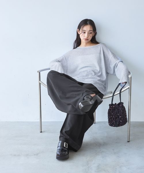 JEANASIS（ジーナシス）の「シアーワッフルドロストプルオバーLS/1067550（Tシャツ/カットソー・レディース・グレー/ホワイト系その他/ブラック/ホワイト・FREE）」の11枚目の写真