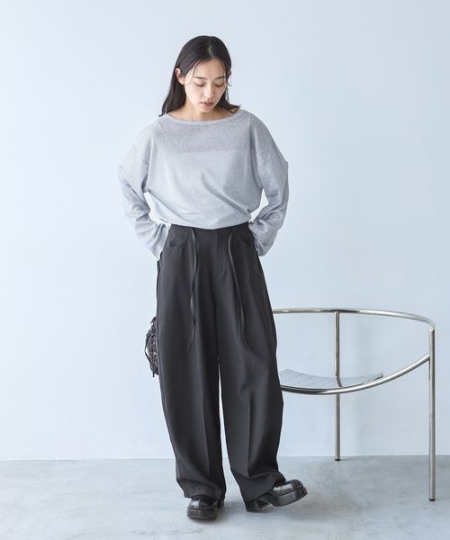 JEANASIS（ジーナシス）の「シアーワッフルドロストプルオバーLS/1067550（Tシャツ/カットソー・レディース・グレー/ホワイト系その他/ブラック/ホワイト・FREE）」の6枚目の写真