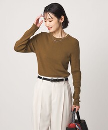 <1_OF MINE>リブ クルーネック ロングスリーブ プルオーバー ニット マシンウォッシャブル