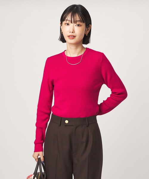 green label relaxing(グリーンレーベルリラクシング)の「<1_OF MINE>リブ クルーネック ロングスリーブ プルオーバー ニット マシンウォッシャブル(ニット/セーター・レディース・オリーブ/ピンク/ブラック/ホワイト・FREE)」の5枚目の写真