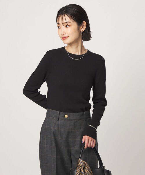 green label relaxing(グリーンレーベルリラクシング)の「<1_OF MINE>リブ クルーネック ロングスリーブ プルオーバー ニット マシンウォッシャブル(ニット/セーター・レディース・オリーブ/ピンク/ブラック/ホワイト・FREE)」の12枚目の写真