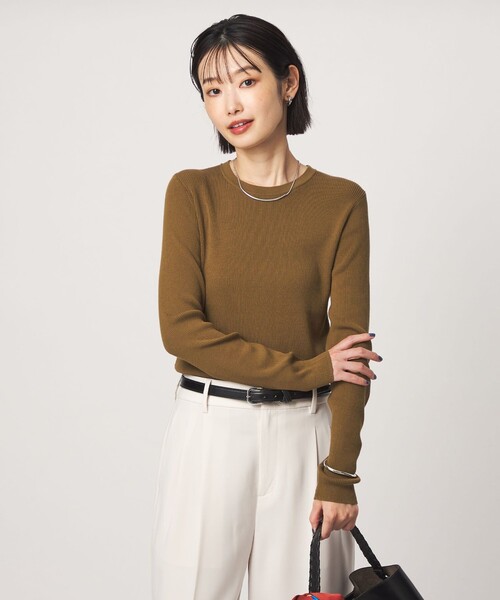 green label relaxing(グリーンレーベルリラクシング)の「<1_OF MINE>リブ クルーネック ロングスリーブ プルオーバー ニット マシンウォッシャブル(ニット/セーター・レディース・オリーブ/ピンク/ブラック/ホワイト・FREE)」の18枚目の写真