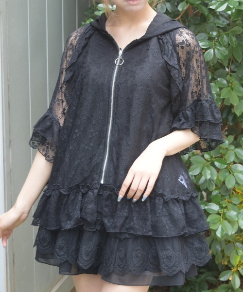 axes femme(アクシーズファム)の「レースパーカー(パーカー・レディース・ホワイト/ブラック・FREE)」の2枚目の写真