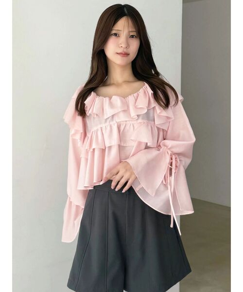 MERCURYDUO(マーキュリーデュオ)の「ラッフルフリルフレアスリーブブラウス(シャツ/ブラウス・レディース・イエロー/オフホワイト/ピンク・FREE)」の17枚目の写真