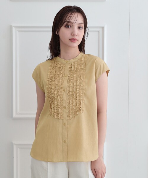 DRESSTERIOR(ドレステリア)の「フレンチスリーブ フリルブラウス(シャツ/ブラウス・レディース・ネイビー/ライトベージュ・34/36/38)」の9枚目の写真
