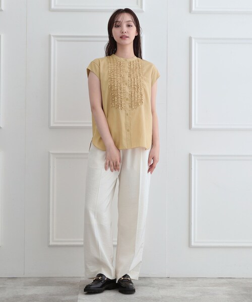 DRESSTERIOR(ドレステリア)の「フレンチスリーブ フリルブラウス(シャツ/ブラウス・レディース・ネイビー/ライトベージュ・34/36/38)」の10枚目の写真