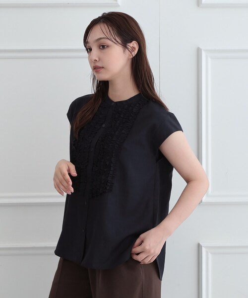 DRESSTERIOR(ドレステリア)の「フレンチスリーブ フリルブラウス(シャツ/ブラウス・レディース・ネイビー/ライトベージュ・34/36/38)」の12枚目の写真