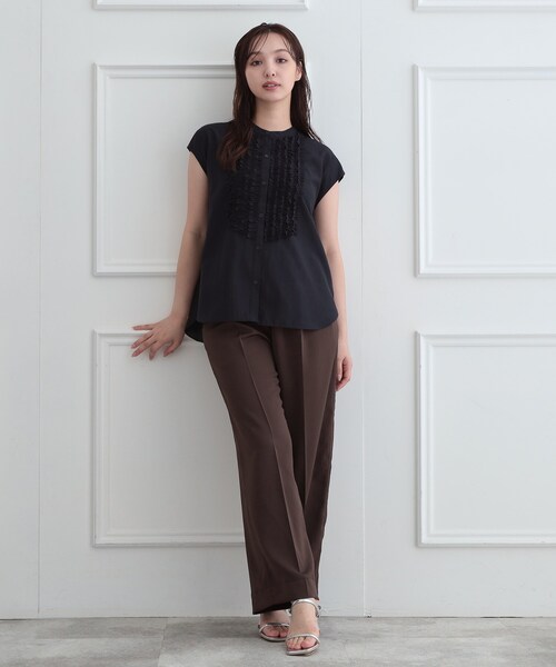 DRESSTERIOR(ドレステリア)の「フレンチスリーブ フリルブラウス(シャツ/ブラウス・レディース・ネイビー/ライトベージュ・34/36/38)」の14枚目の写真