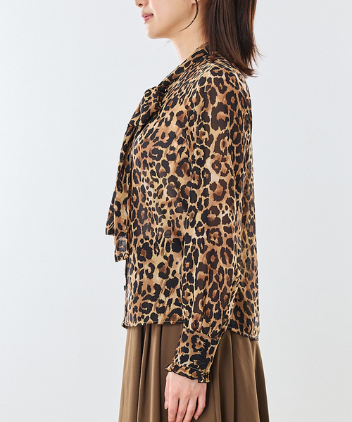 NARACAMICIE（ナラカミーチェ）の「【NARACAMICIE】ヒョウ柄ボウタイ長袖ブラウス（シャツ/ブラウス・レディース・ブラウン/グレー・L/S/XL/M）」の16枚目の写真