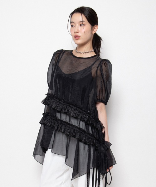 PUNYUS(プニュズ)の「【NEW SIZE】シアーワンピース(ワンピース・レディース・ブラック/ホワイト・3/1/2/4/5)」の4枚目の写真