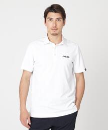 【PING APPAREL】ストレッチダルブラ三角幾何学柄ジャガード半袖ポロシャツ (MENS)