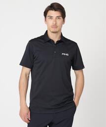 【PING APPAREL】ストレッチダルブラ三角幾何学柄ジャガード半袖ポロシャツ (MENS)
