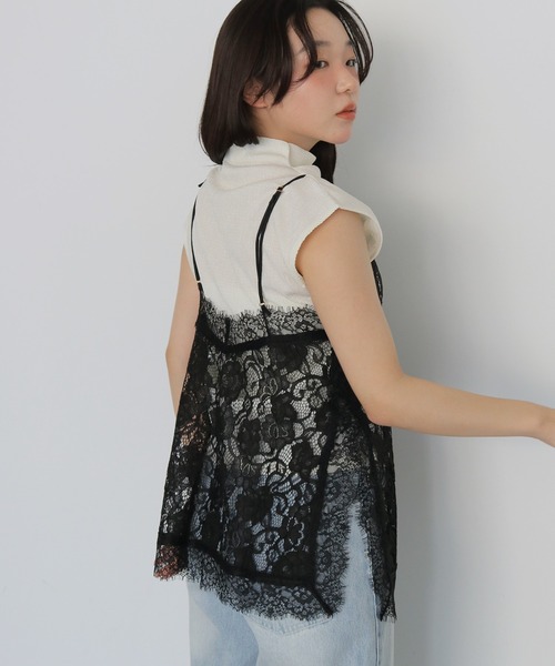 cheriella（シェリエラ）の「【cheriella】フラワーレースキャミソール　FLOWER LACE CAMISOLE（キャミソール・レディース・ブラウン/アイボリー/ブラック・FREE）」の9枚目の写真