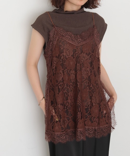cheriella（シェリエラ）の「【cheriella】フラワーレースキャミソール　FLOWER LACE CAMISOLE（キャミソール・レディース・ブラウン/アイボリー/ブラック・FREE）」の13枚目の写真