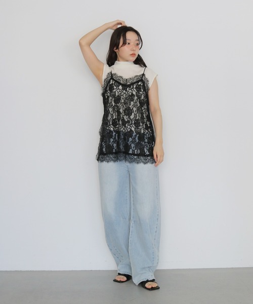 cheriella（シェリエラ）の「【cheriella】フラワーレースキャミソール　FLOWER LACE CAMISOLE（キャミソール・レディース・ブラウン/アイボリー/ブラック・FREE）」の6枚目の写真