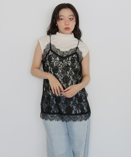 cheriella（シェリエラ）の「【cheriella】フラワーレースキャミソール　FLOWER LACE CAMISOLE（キャミソール・レディース・ブラウン/アイボリー/ブラック・FREE）」の7枚目の写真
