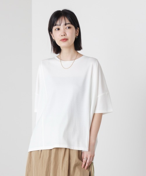 Bou Jeloud（ブージュルード）の「クリアクールワイドシルエットプルオーバー（Tシャツ/カットソー・レディース・オレンジ/ブラック/オフホワイト/ブルー・FREE）」の5枚目の写真