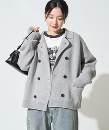 限定展開　ニット ダブル ボタン ジャケット