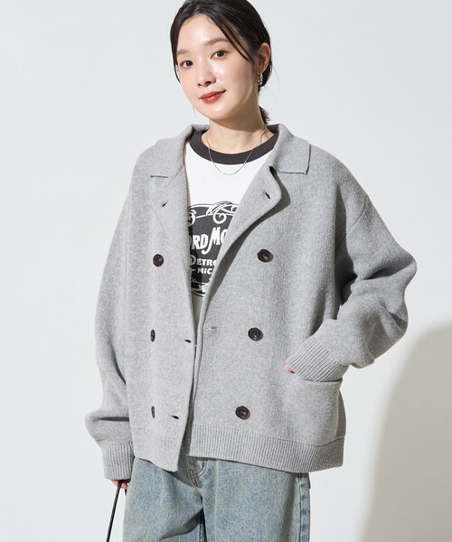 FREAK'S STORE(フリークスストア)の「限定展開 ニット ダブル ボタン ジャケット(その他アウター・レディース・グレー/ブラウン/ネイビー/ブラック/ナチュラル・フリ-)」の20枚目の写真