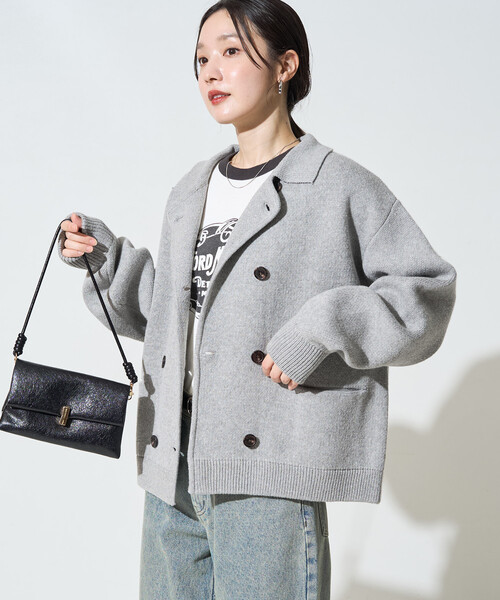FREAK'S STORE(フリークスストア)の「限定展開 ニット ダブル ボタン ジャケット(その他アウター・レディース・グレー/ブラウン/ネイビー/ブラック/ナチュラル・フリ-)」の22枚目の写真