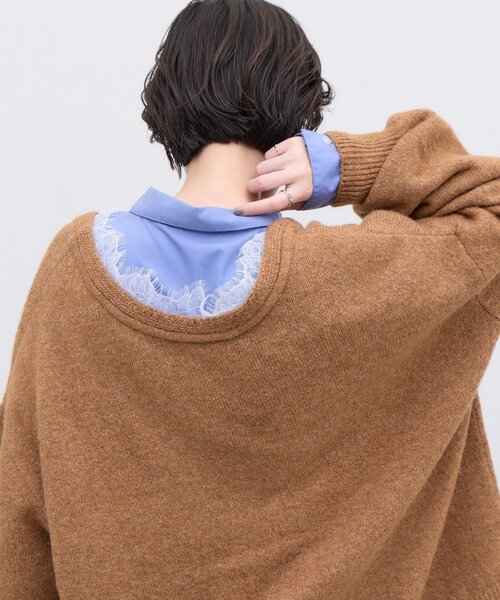 CIAOPANIC TYPY(チャオパニックティピー)の「∴深Vレースドッキングオーバーニット(ニット/セーター・レディース・グレー/レッド/ブラック/オフホワイト・ONE SIZE)」の21枚目の写真