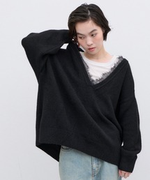 CIAOPANIC TYPY（チャオパニックティピー）の「深Vレースドッキングオーバーニット（ニット/セーター）」