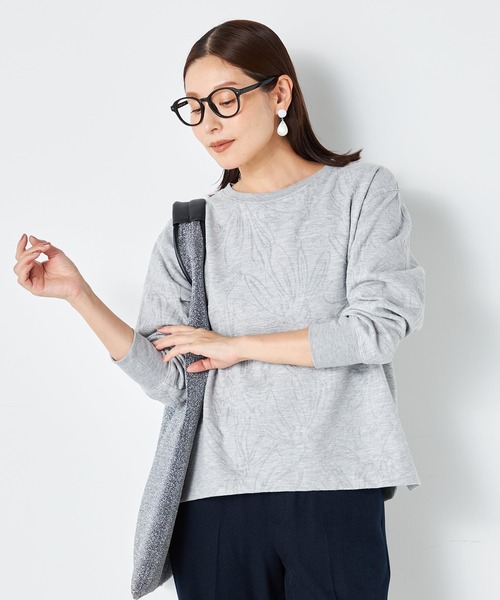 GALLORIA(ギャローリア)の「花柄地ジャカードプルオーバー(Tシャツ/カットソー・レディース・ピンク/グレー/ブラック・L/S/LL/M)」の3枚目の写真