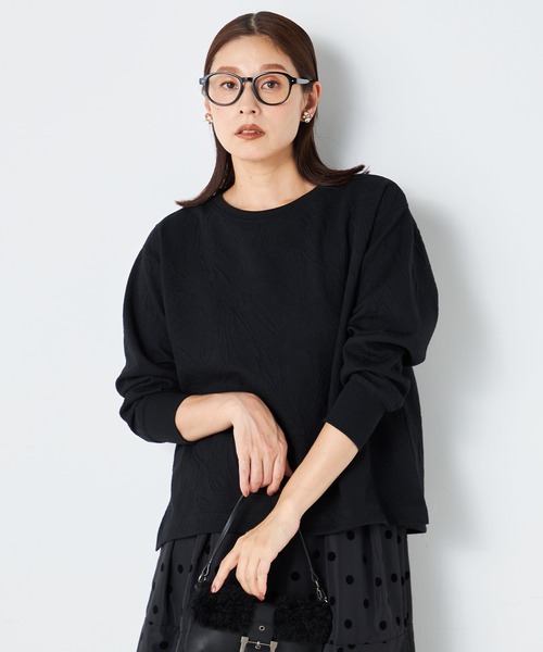 GALLORIA(ギャローリア)の「花柄地ジャカードプルオーバー(Tシャツ/カットソー・レディース・ピンク/グレー/ブラック・L/S/LL/M)」の2枚目の写真