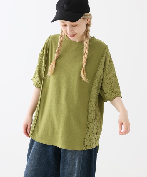 HEART MARKET(ハートマーケット)の「レース部分使いチュニック(Tシャツ/カットソー・レディース・ブラック/ナチュラル/ブルー/グリーン/チャコール・FREE)」の1枚目の写真