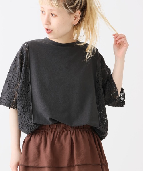 HEART MARKET(ハートマーケット)の「レース部分使いチュニック(Tシャツ/カットソー・レディース・ブラック/ナチュラル/ブルー/グリーン/チャコール・FREE)」の3枚目の写真