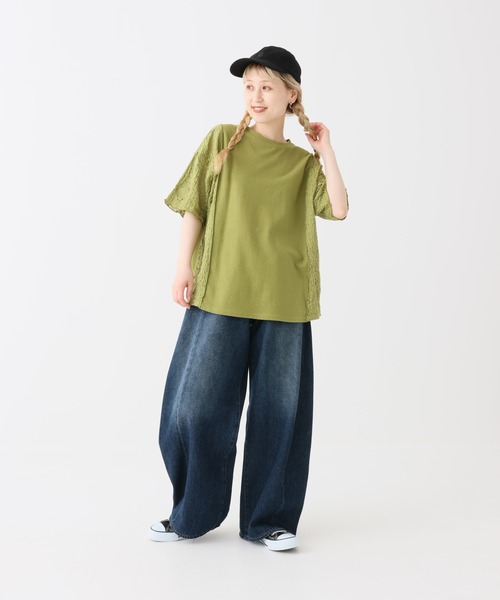 HEART MARKET(ハートマーケット)の「レース部分使いチュニック(Tシャツ/カットソー・レディース・ブラック/ナチュラル/ブルー/グリーン/チャコール・FREE)」の6枚目の写真
