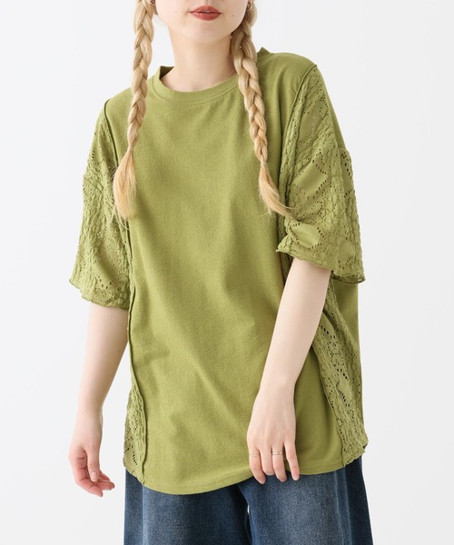 HEART MARKET(ハートマーケット)の「レース部分使いチュニック(Tシャツ/カットソー・レディース・ブラック/ナチュラル/ブルー/グリーン/チャコール・FREE)」の10枚目の写真