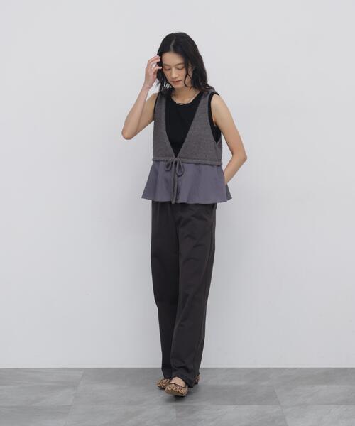 human woman(ヒューマンウーマン)の「《ウォッシャブル / リラックス / Good Price》バックメッシュジャージーストレートジョグパンツ(その他パンツ・レディース・グレー系その他/ベージュ・MEDIUM/LARGE)」の5枚目の写真