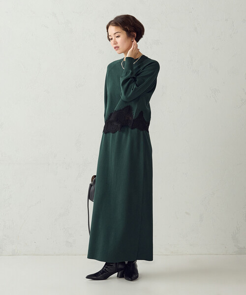 COMME CA ISM(コムサイズム)の「レースドッキングニット / セットアップ対応(ニット/セーター・レディース・チャコール/グリーン/ベージュ・FREE)」の16枚目の写真