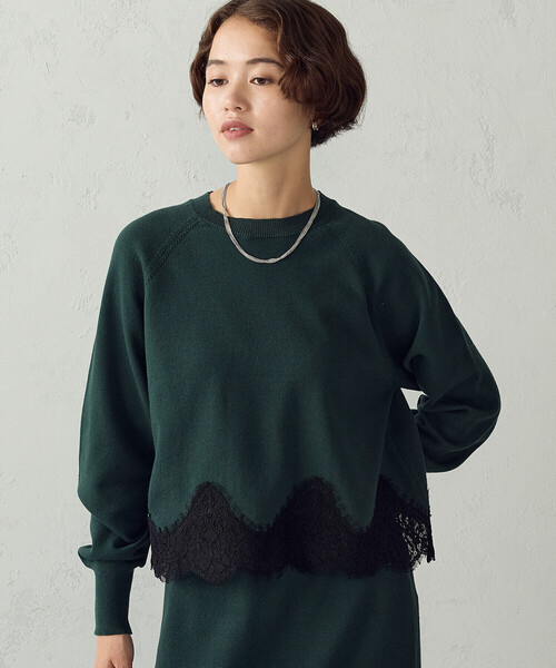 COMME CA ISM(コムサイズム)の「レースドッキングニット / セットアップ対応(ニット/セーター・レディース・チャコール/グリーン/ベージュ・FREE)」の19枚目の写真
